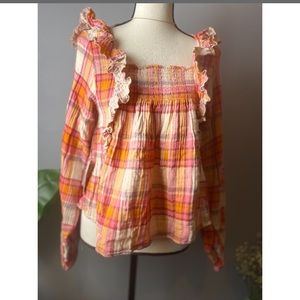 Free People Plaid Tea Combo Top